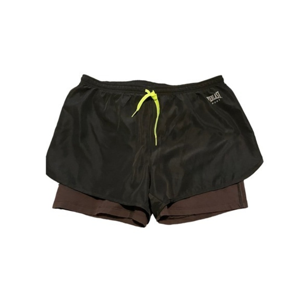 Everlast Sport Running Athletic Shorts Black W/ Brown Lining Womens L